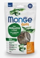 Лакомство Monge Gift Skin support для кошек "Хрустящие подушечки с начинкой" с треской и алоэ вера для здоровой кожи 60 г