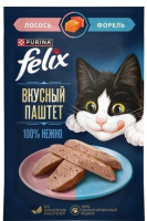 FELIX Феликс пауч для кошек Вкусный паштет лосось с форелью 75г
