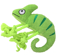 Игрушка Mr.Kranch для собак "Хамелеон" плюшевая с канатиками и пищалкой 26 см Зеленый