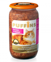 PUFFINS консервы для кошек [кролик, сердце], 650 г. [уценка]