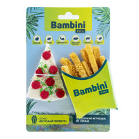 Игрушка Bambini Pets для грызунов "Пицца и картофель фри" из люфы. Количество 2 шт