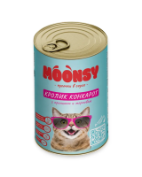 MOONSY Консервы для кошек в соусе "КРОЛИК КОНКАРОТ" кролик с морковью, 415 г.