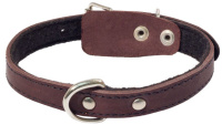 Ошейник кожаный на синтепоне с кольцом (15*410мм)
