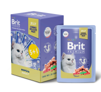 Brit Premium Промо-Набор паучи 5+1 для взрослых кошек форель в желе 85 г. [уценка]