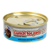 Lunch For Pets Рубленое мясо Мясное ассорти с языком для кошек 100 г.