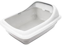 Туалет для кошек прямоугольный с ассиметричным бортом "Волна" (серый/белый, 455*350*200мм) Туалет для кошек прямоугольный с ассиметричным бортом "Волна" (серый/белый, 455*350*200мм)