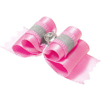 Бантик [пара] светоотражающий тройной объёмный, 4,5 см * 1,5 см, [розовый], "Ностальжи" 18503