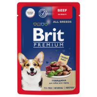Brit Premium Пауч говядина в соусе для взрослых собак всех пород , 85 г.