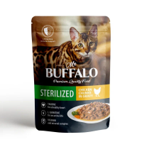 Mr.Buffalo Влажный корм STERILIZED для стерилизованных котов и кошек, цыпленок в соусе, 85 г.