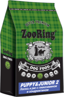 ZOORING PUPPY&JUNIOR 2 Сухой корм для щенков и юниоров средних и крупных пород от 4 месяцев, Лосось и рис с глюкозамином,
