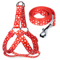 Комплект шлейка и поводок нейлоновый "Звездочки"M, 20*450-600мм; 20*1200мм