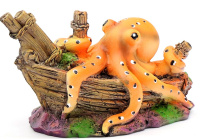 Грот Aquanimal "Осьминог и затонувший корабль" 9*6*7 см