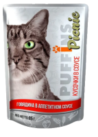 Puffins PICNIC 85 гр. Говядина в соусе, пауч