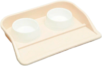 Россия Миски с лотком «Феликс», бежевый лоток, белые миски, 41*30*6 см, 0,3 л