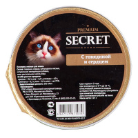 Secret Премиум консервы для кошек с говядиной и сердцем [ламистр], 125 г.