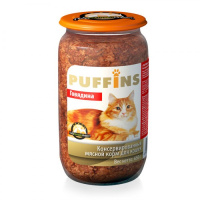 PUFFINS консервы для кошек [говядина], 650 г.
