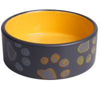 Миска Mr.Kranch керамическая для собак 420 мл черная с желтым [33005]