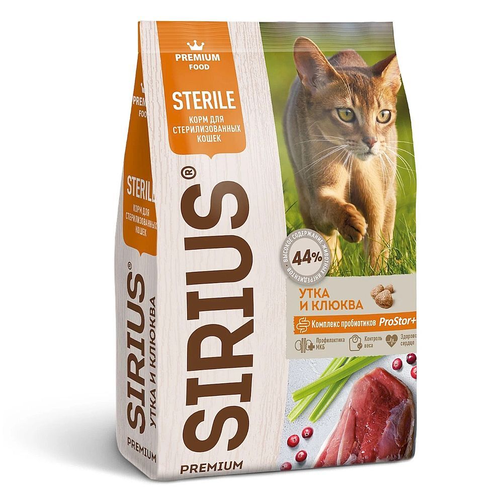 Сириус сух.д/стерилизованных кошек Утка и клюква (400 гр)