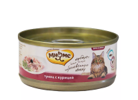 Влажный корм консервы Мнямс для кошек Тунец с курицей в нежном желе 70 г