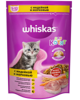 Whiskas сухой корм для котят с молоком, с индейкой и морковью, 350 г. [уценка] (1,9кг)