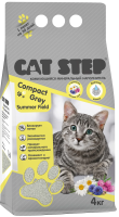 Cat Step Compact Grey Summer Field наполнитель комкующийся минеральный (4 кг)