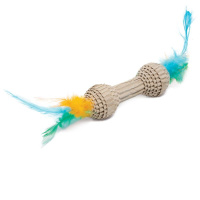 Игрушка NATURAL для кошек из гофрокартона "Гантель с перьями" (100/200мм)
