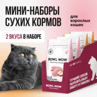 BOWL WOW Шоу-бокс Корм сухой полнорационный для взрослых кошекс яблоком 100 гр - 4 штуки:
