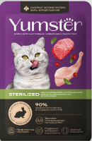 Yumster [Ямстер] Sterilized для кошек с кроликом и клюквой в соусе,пауч 85 г
