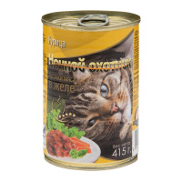 Ночной охотник Консервы для кошек желе курица, 415 г.