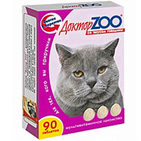 Доктор ZOO Витамины для кошек [говядина], 90 таблеток