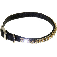Ошейник Большой со стразами "Мини" 10мм [23-28см] [чёрный] 70-0982