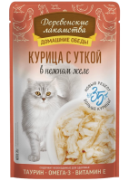 Деревенские лакомства пауч Курица с уткой в нежном желе 70 гр.*12