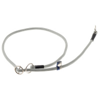 Ошейник-удавка [СО СТОПОРОМ] с 2-я кольцами круглый 6мм*65см [серебро] 76-1409