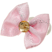 Бантик [пара] розовый [розов. камень сердечко + жемчуг] 2-22-02