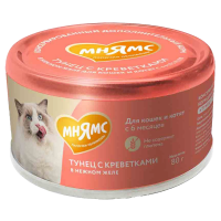 Влажный дополнительный корм Мнямс На каждый день для кошек и котят старше 6 месяцев "с креветками в нежном желе" 80 г