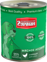 Четвероногий Гурман консервы для собак 340гр. с курицей