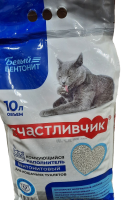 Счастливчик наполнитель для кошачьего туалета комкующийся Белый бетонит Лаванда (10 л)