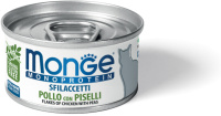 Monge Cat Monoprotein, мясные хлопья для кошек из курицы с горошком, 80 г