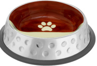 Миска Mr.Kranch из нержавеющей стали с керамическим покрытием Candy 1.730 л, нескользящее основание, коричневая с белым [33001]