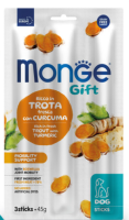 Лакомство Monge Gift Mobility support для собак всех пород "Мясные палочки" с форелью, босвеллией и куркумой для поддержки подвижности суставов 45 г [3шт]