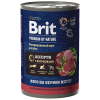 Brit Premium by Nature консервы с мясным ассорти с потрошками для собак всех пород, 410 г.