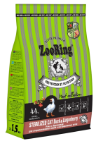 ZOORING STERILIZED CAT Сухой корм для стерилизованных кошек и кастрированных котов всех пород Утка с брусникой НОВИНКА (400 г)