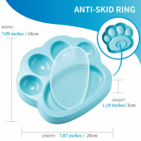Миска Лапа для медленного кормления 2в1 мини, / PetDreamHouse PAW 2-IN-1 Mini Slow Feeder & Lick Pad Baby Blue Easy, 200 гр (голубая)