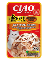 Inaba Ciao Kinnodashi влажный корм для взрослых кошек Тунец Магуро и Тунец Кацуо с куриным филе, в паучах - 60 г