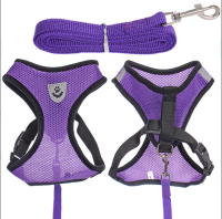 Шлейка с поводком 118см "Sweet puppy" фиолетовая (размер M)