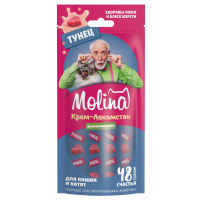 Molina Функц. крем-лакомство с тунцом д/к, Здоровая кожа, густая и блестящая шерсть,48г