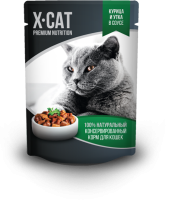 X-CAT пауч для кошек курица и утка 85гр