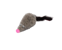 GoSi Игрушка для Кошек "Мышь с кошачьей мятой, хвост-натуральная норка" серая