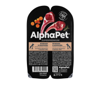 AlphaPet Superpremium пауч для щенков, беременных/кормящих собак мясные кусочки в соусе Ягненок и морковь 100г