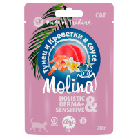 Molina Пауч для кошек Тунец и Креветки в соусе, 70 г.